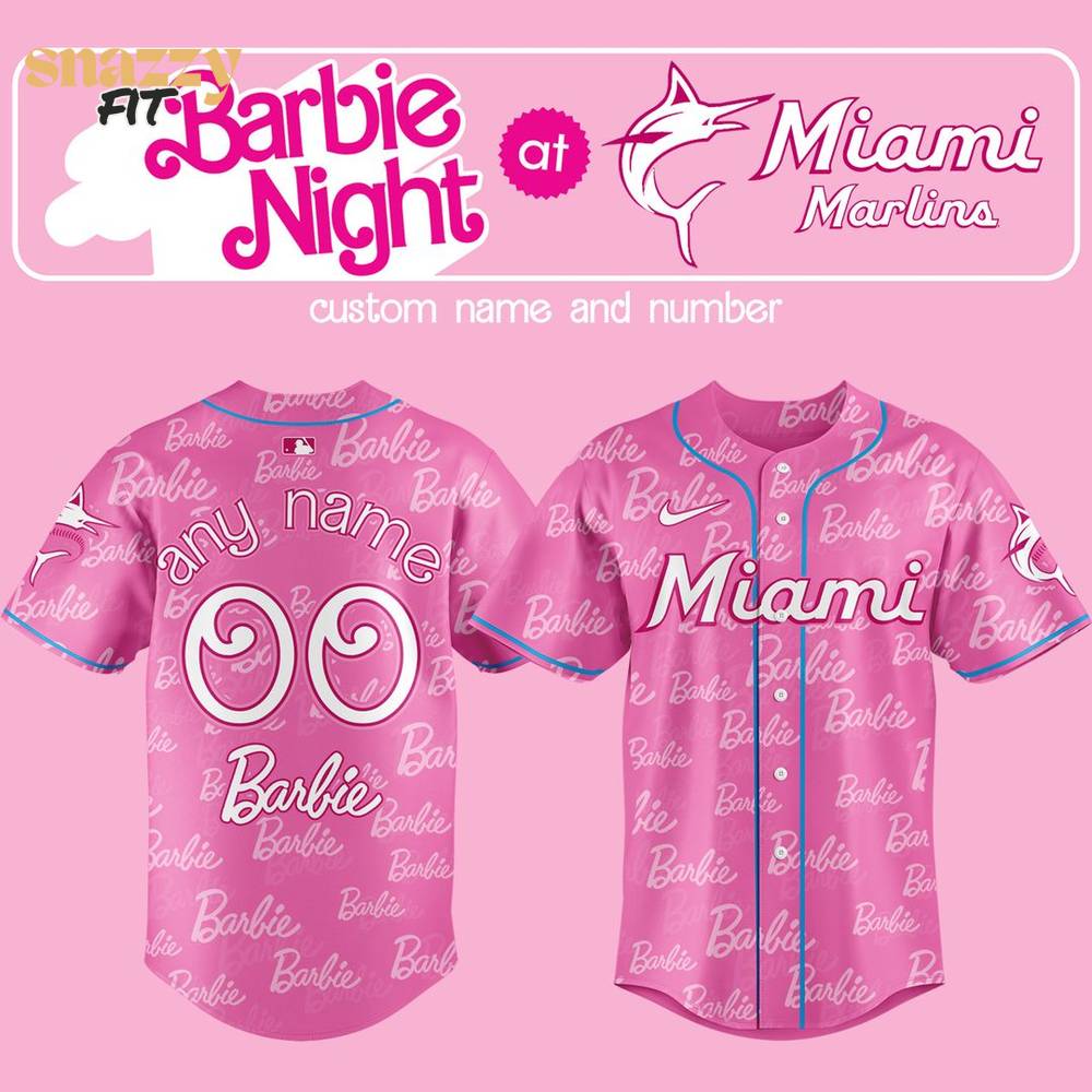 Miami Marlins Barbie Special Limited Edition Jersey Custom Miami Marlins Barbie Special Limited Edition Jersey Custom