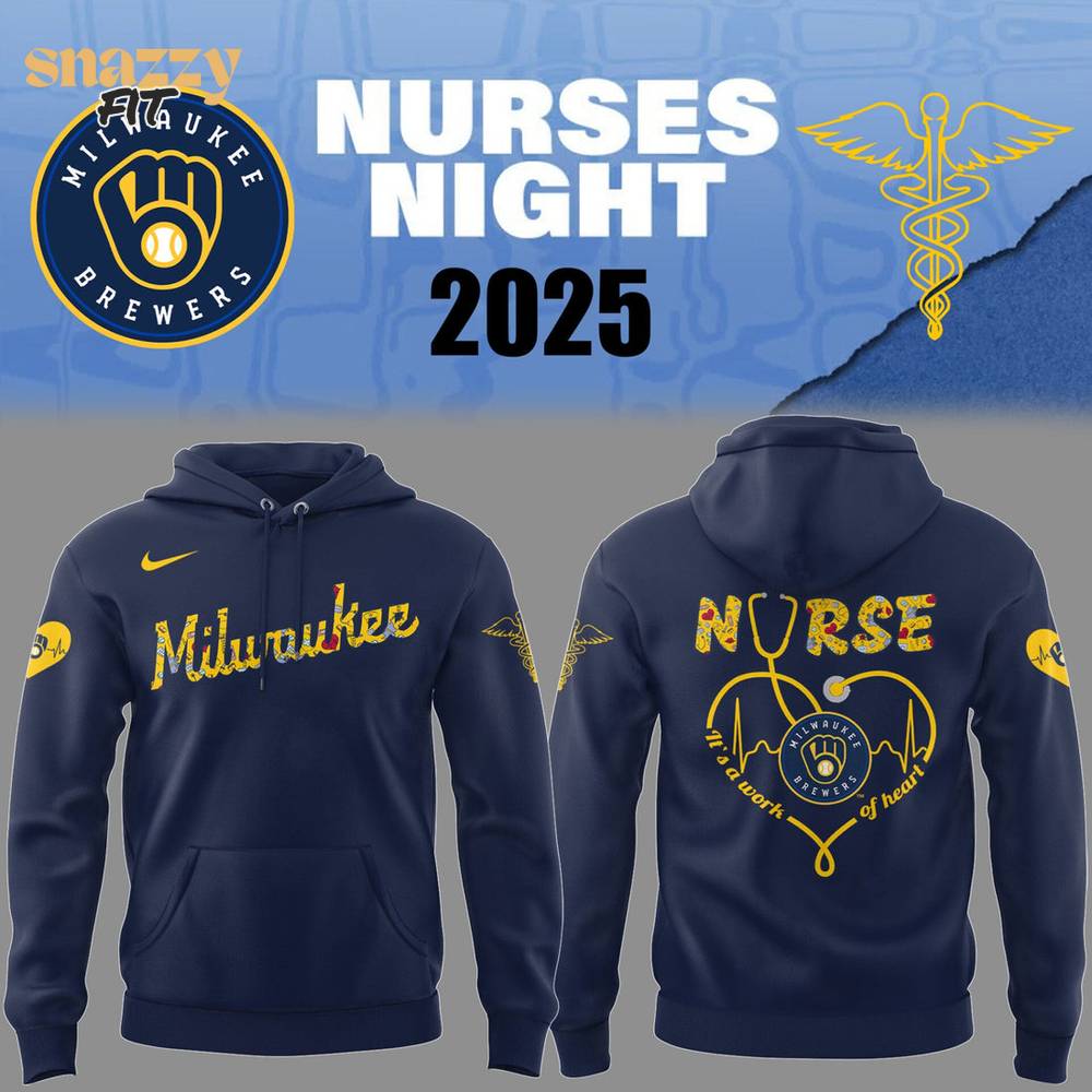Milwaukee Brewers NURSES NIGHT Navy Hoodie Milwaukee Brewers NURSES NIGHT Navy Hoodie