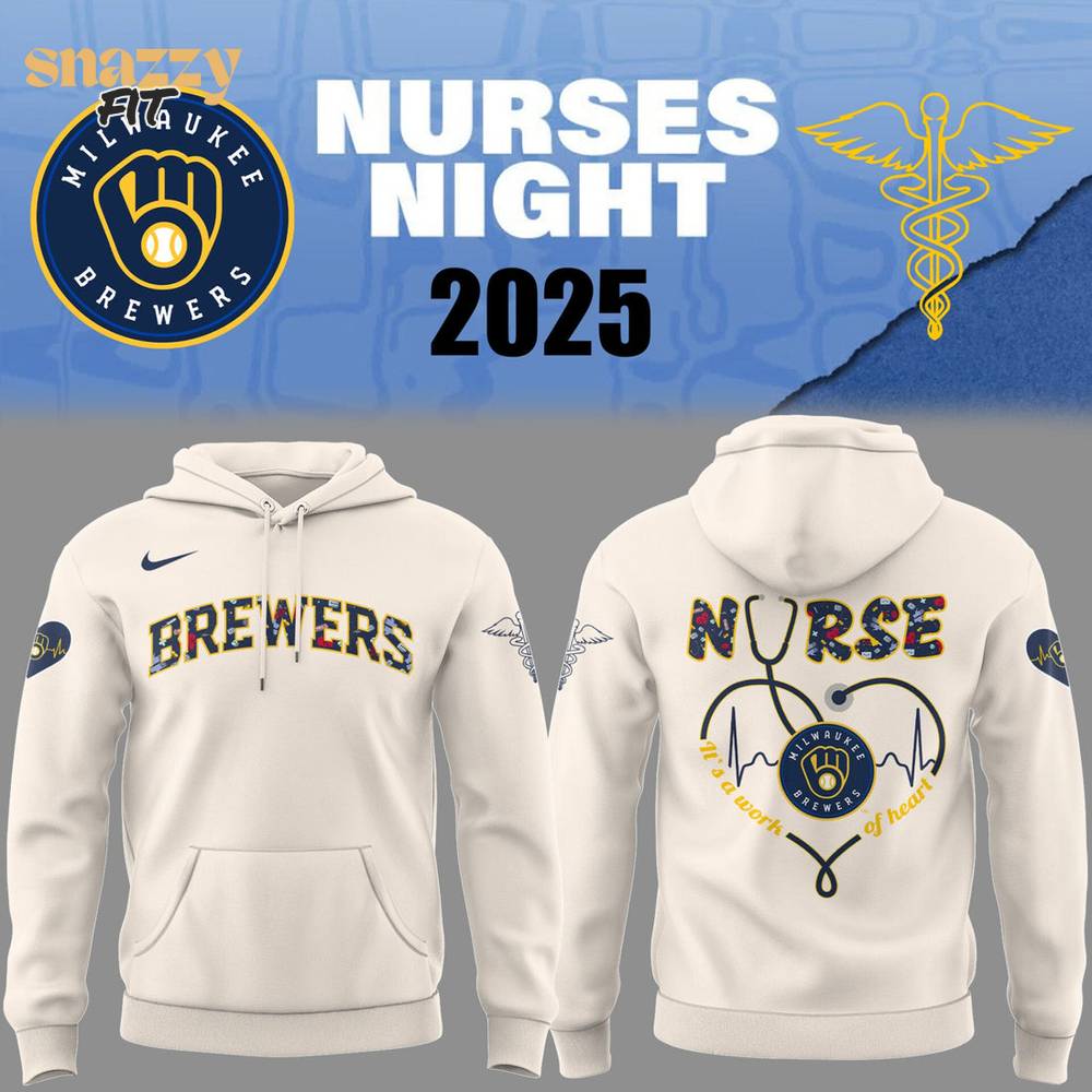 Milwaukee Brewers NURSES NIGHT White Hoodie Milwaukee Brewers NURSES NIGHT White Hoodie