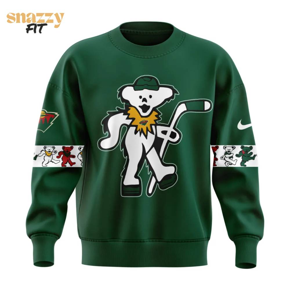 Minnesota Wild Grateful Dead Night Green Sweatshirt Minnesota Wild Grateful Dead Night Green Sweatshirt