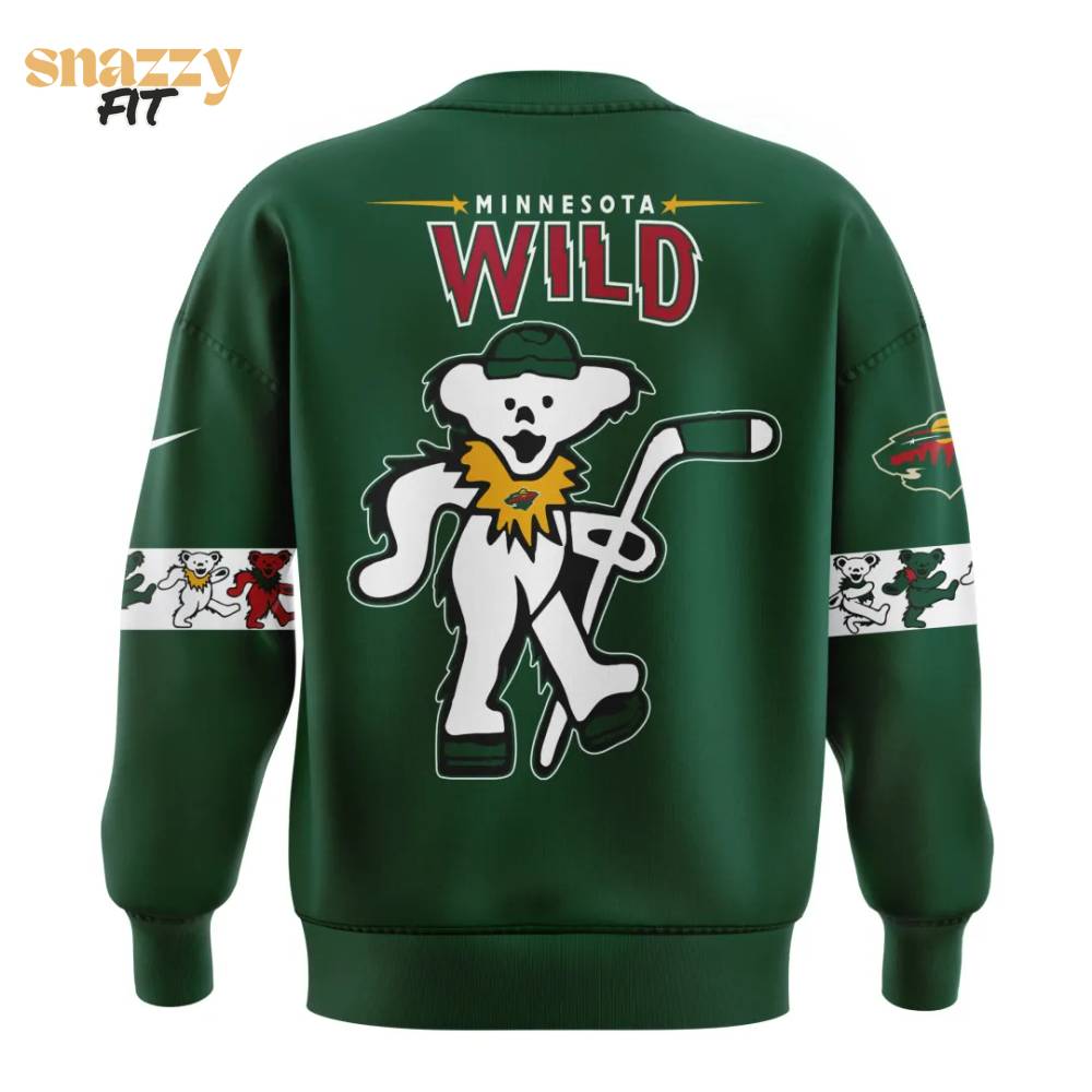 Minnesota Wild Grateful Dead Night Green Sweatshirt Minnesota Wild Grateful Dead Night Green Sweatshirt