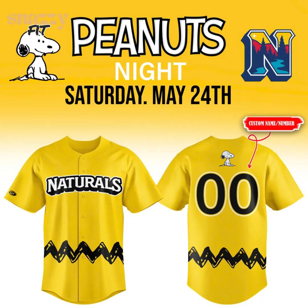 Northwest Arkansas Naturals Peanuts Night Special Jersey 2025 V2 Northwest Arkansas Naturals Peanuts Night Special Jersey 2025 V2
