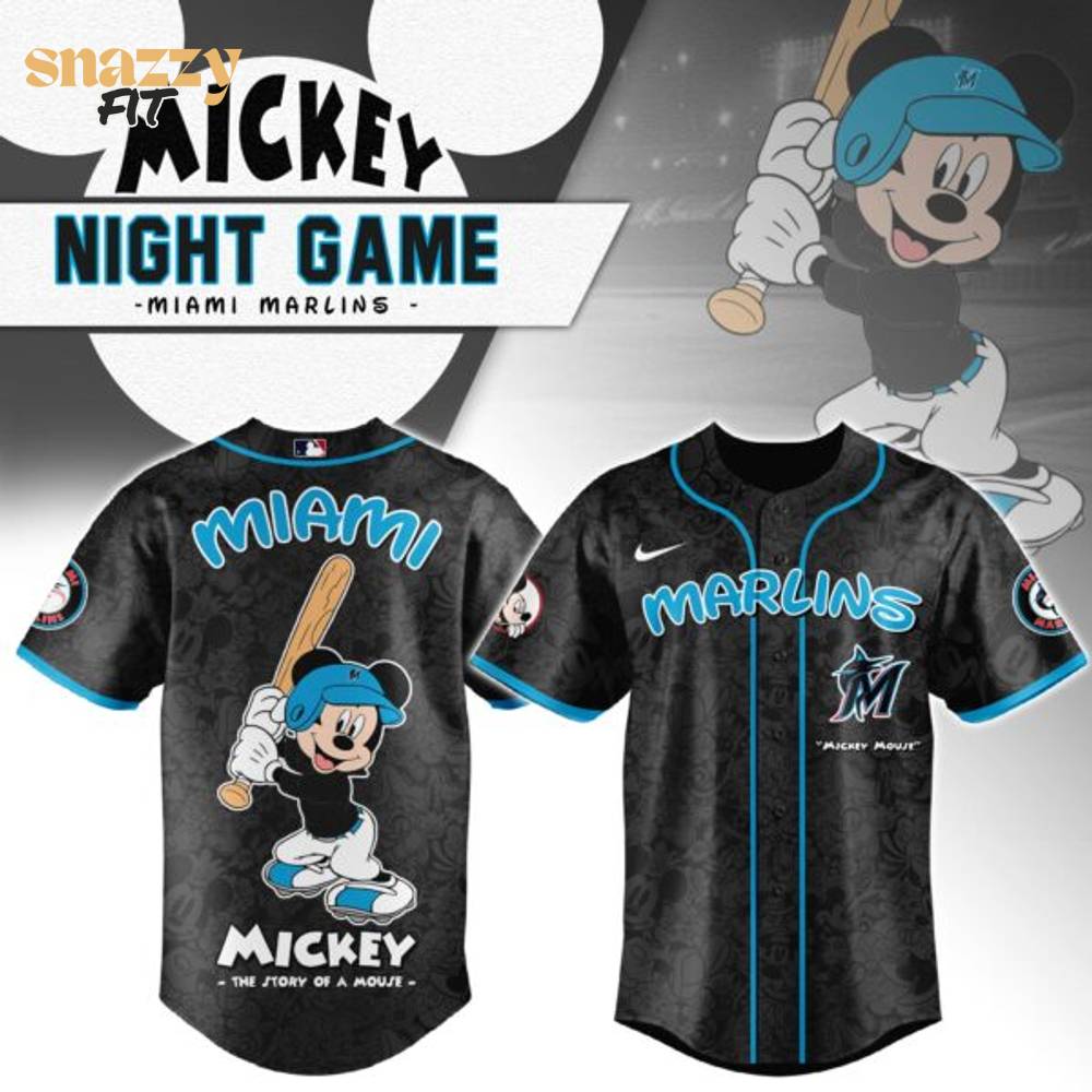 Miami Marlins Mickey Mouse Night Game Jersey V2 Miami Marlins Mickey Mouse Night Game Jersey V2